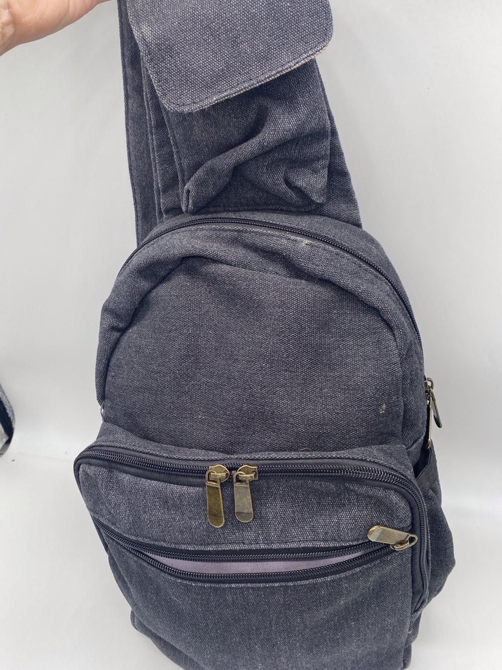 Men's Charcoal Canvas Sling Backpack - Versatile Crossbody Bag